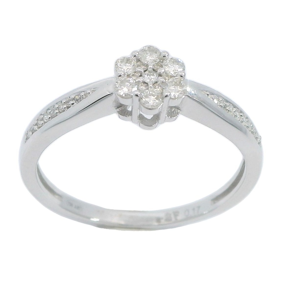 Anillo de diamantes tipo solitario oro blanco 18k