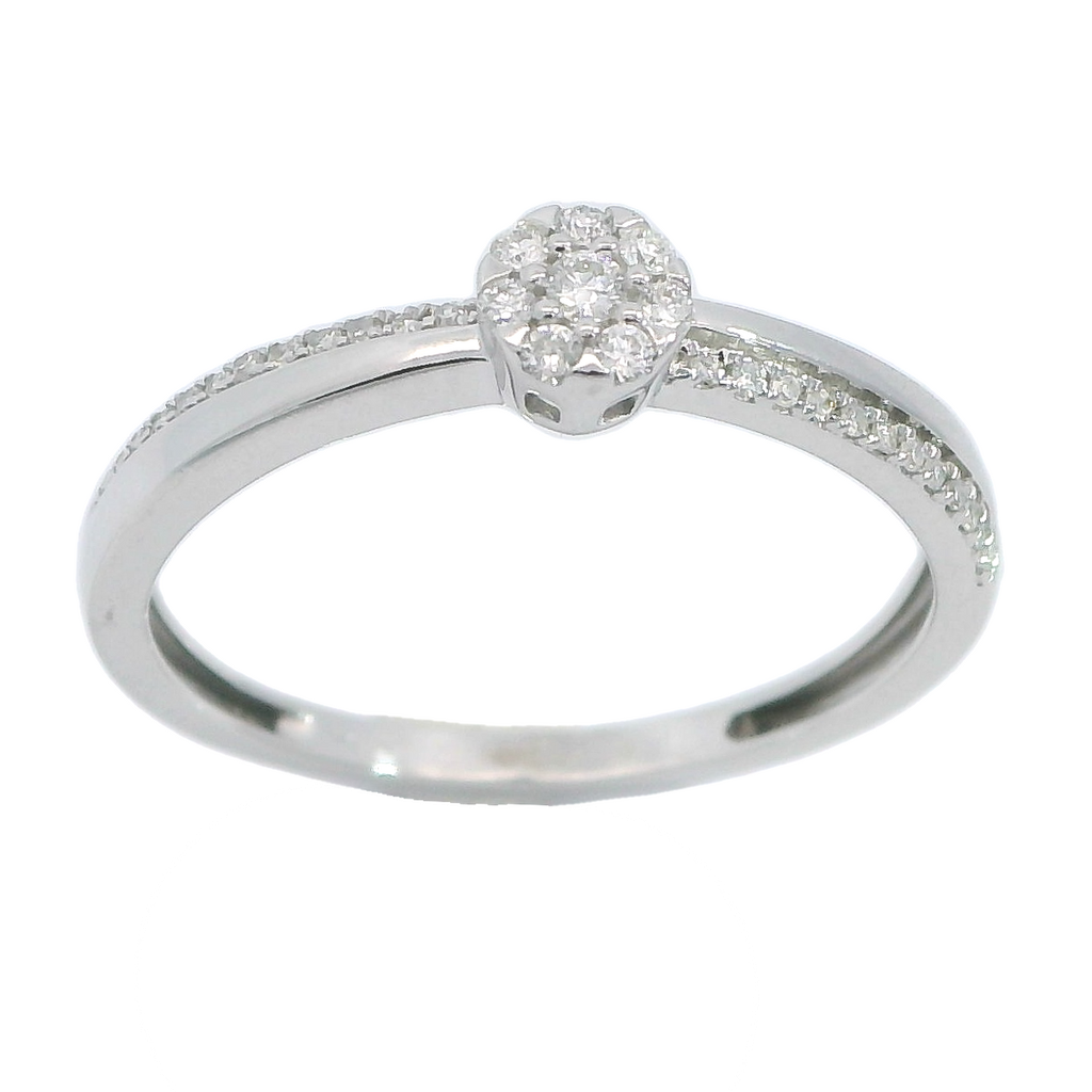 Anillo de diamantes tipo solitario oro blanco 18k