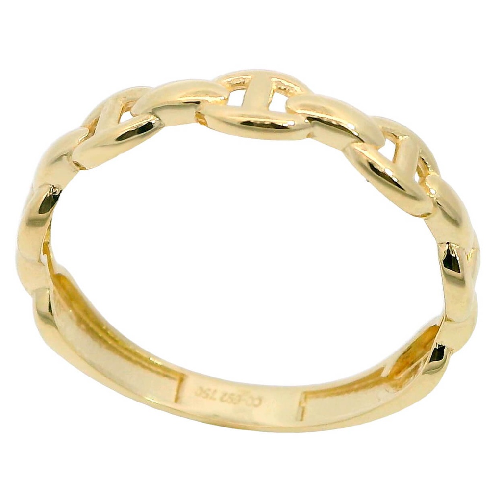Anillo calado eslabones calabrote oro 18k