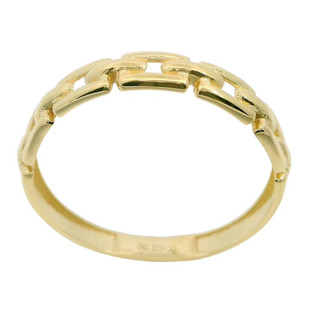 Anillo calado eslabones lisos oro 18k