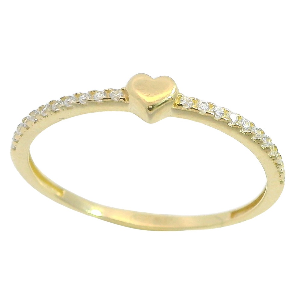 Anillo corazon y circonitas en oro de 18k