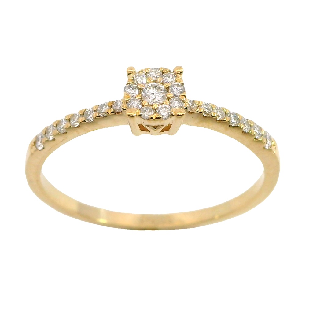 Anillo con cuajo de diamantes oro 18k