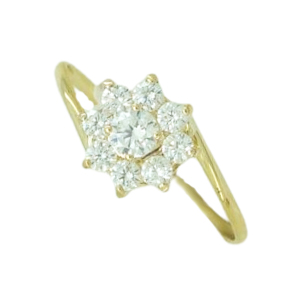 Anillo flor cuajo circonitas oro 18k