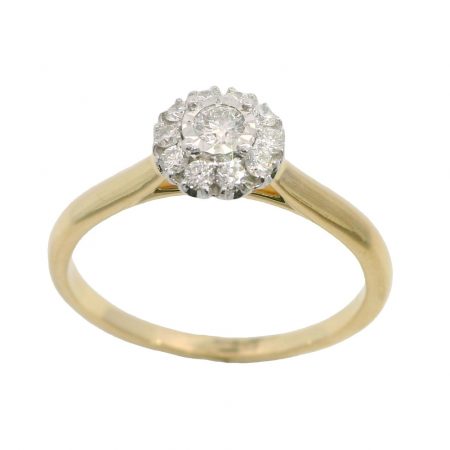 Anillo con cuajo de diamantes oro 18k