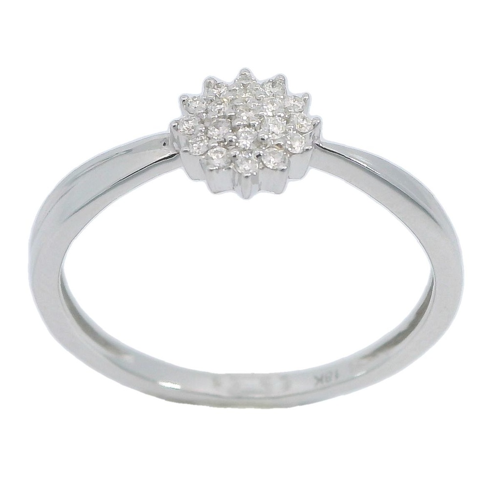 Anillo con 19 diamantes en oro blanco de 18k