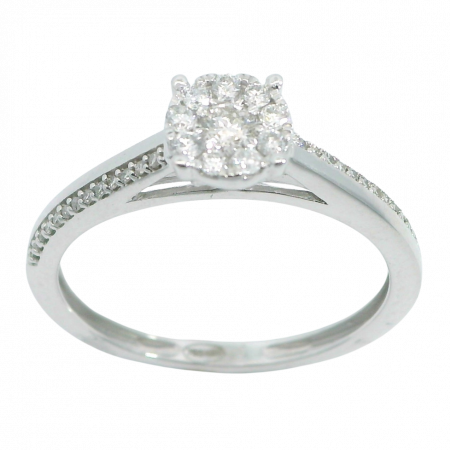 Anillo cuajo de diamantes en oro blanco de 18k