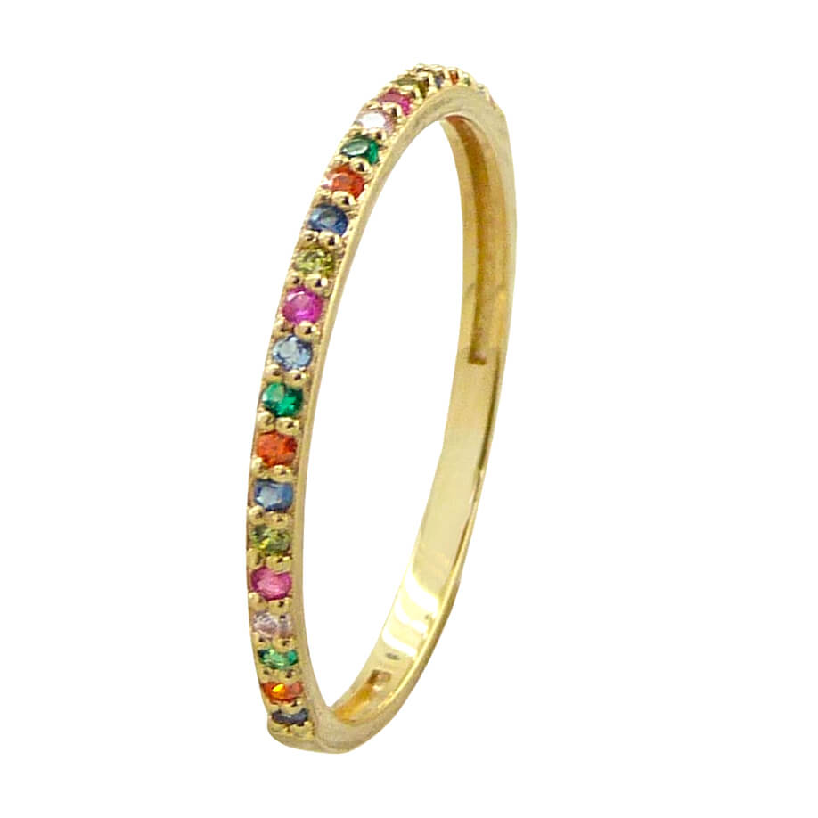 Anillo piedras de colores oro 18k