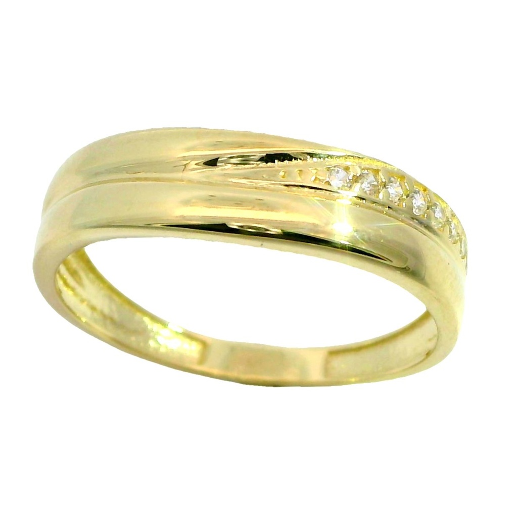Anillo con banda de circonitas en oro de 18k