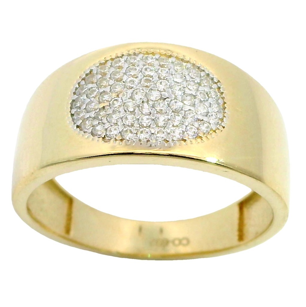 Anillo ancho ovalado circonitas oro 18k