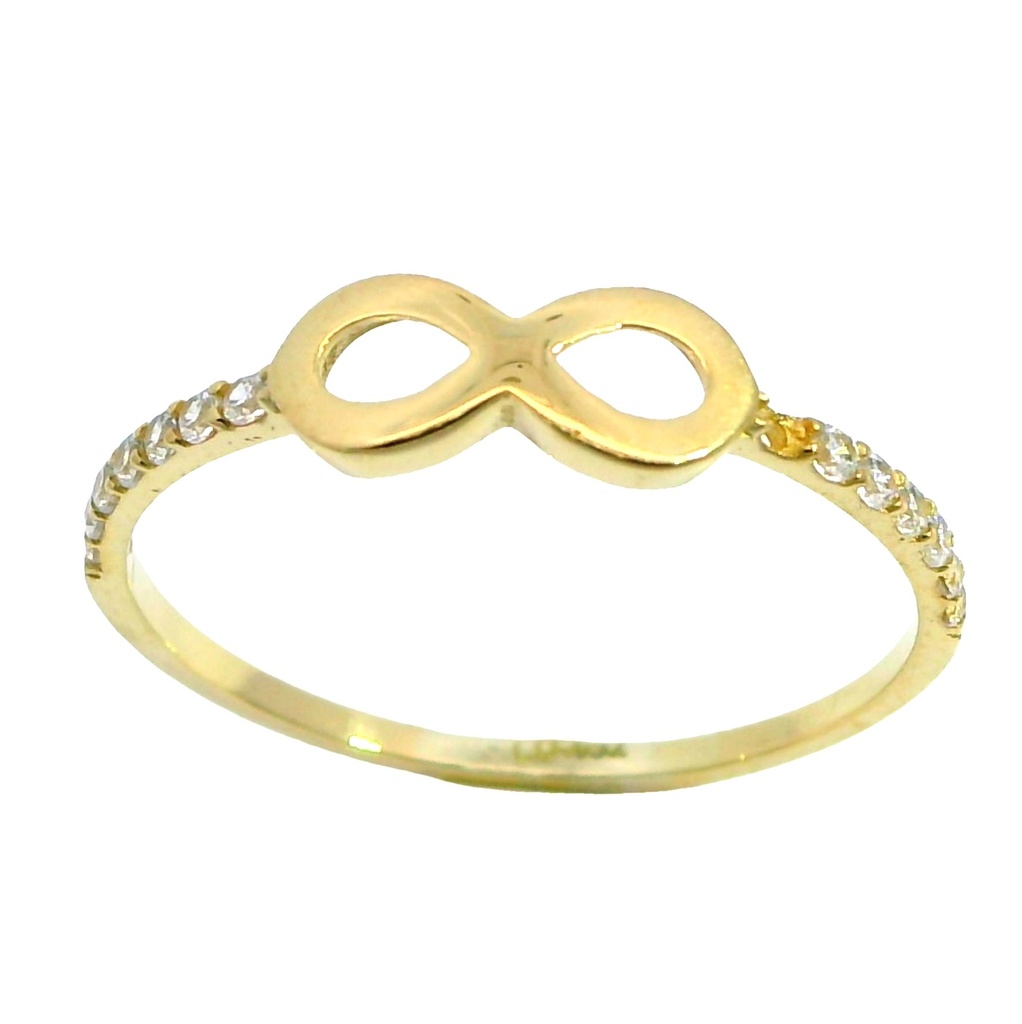 Anillo infinito y circonitas en oro 18k