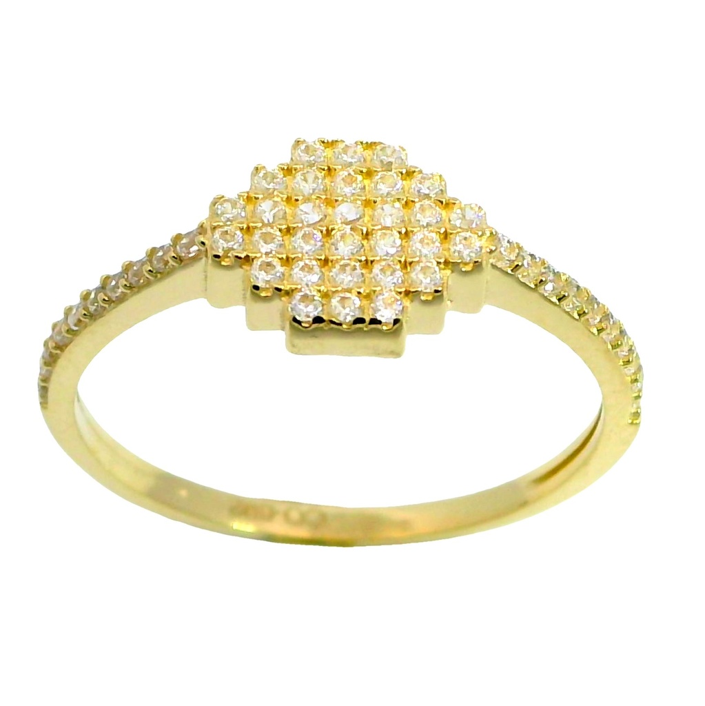 Anillo rombos y circonitas oro 18k