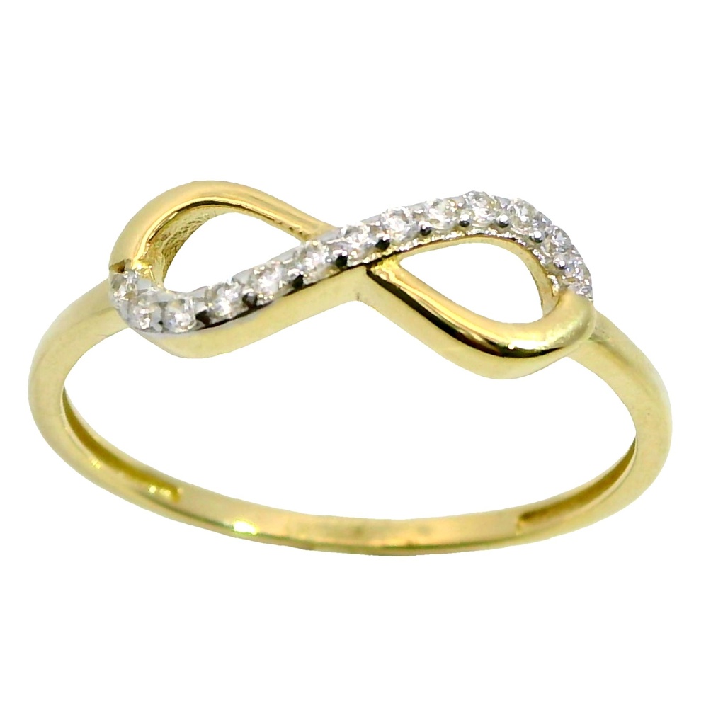 Anillo infinito con circonitas en oro 18k
