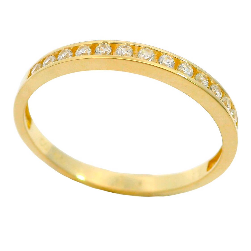 Anillo media alianza 3mm. circonitas oro 18k