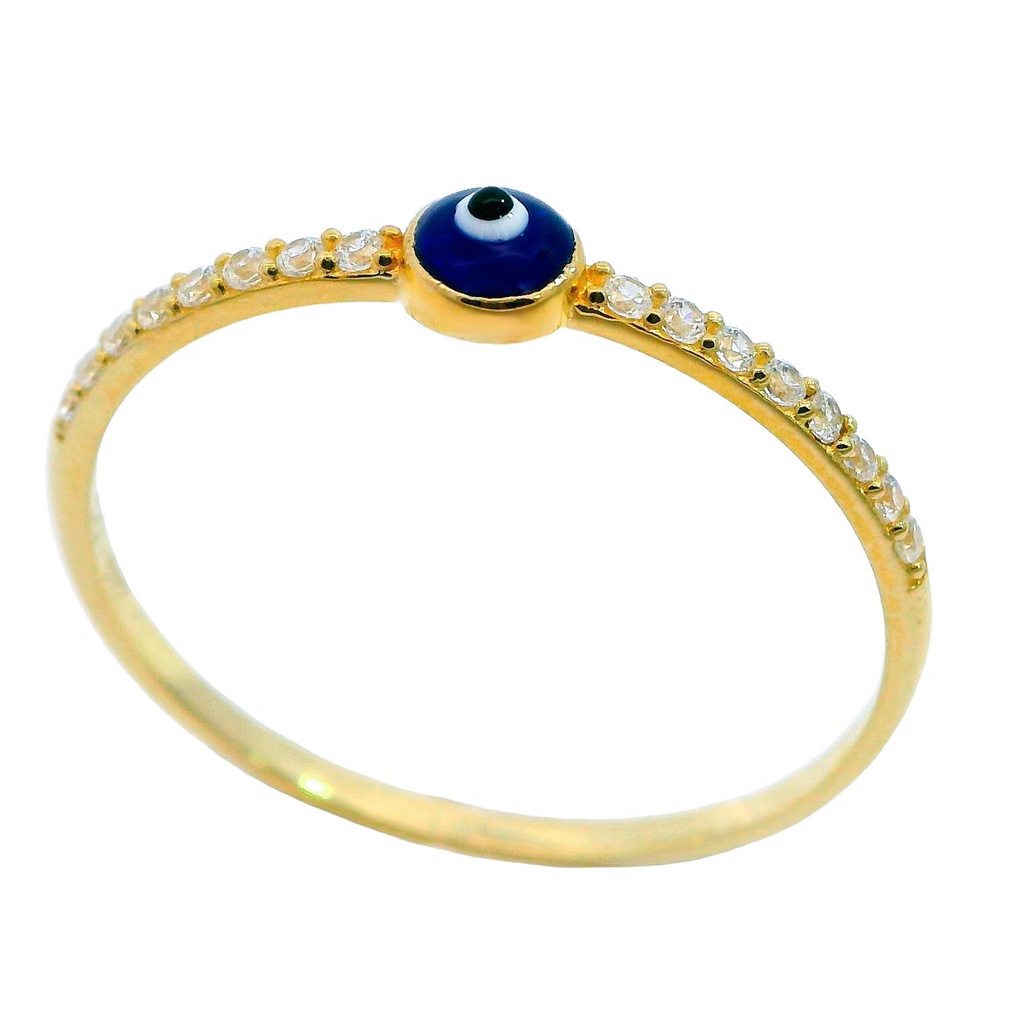 Anillo ojo turco con circonitas oro 18k