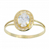 Anillo fino con circonita y orla de circonitas oro 18k