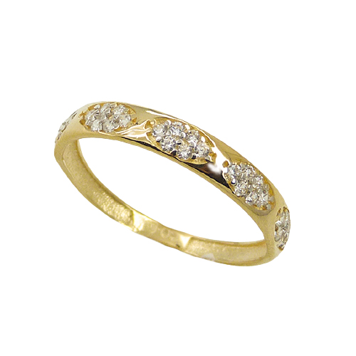 Anillo con circonitas en oro 18k