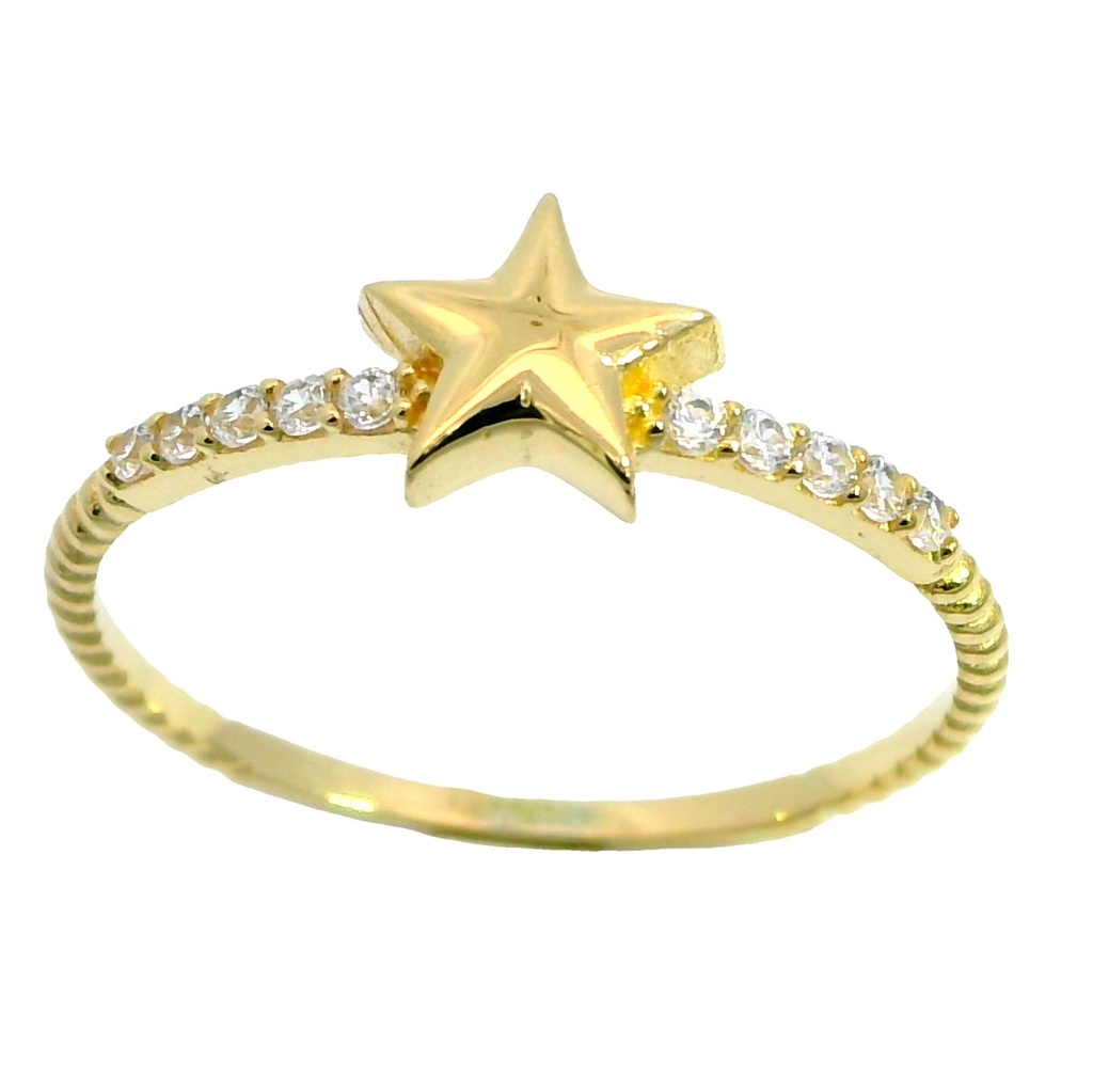 Anillo estrella y circonitas oro 18k