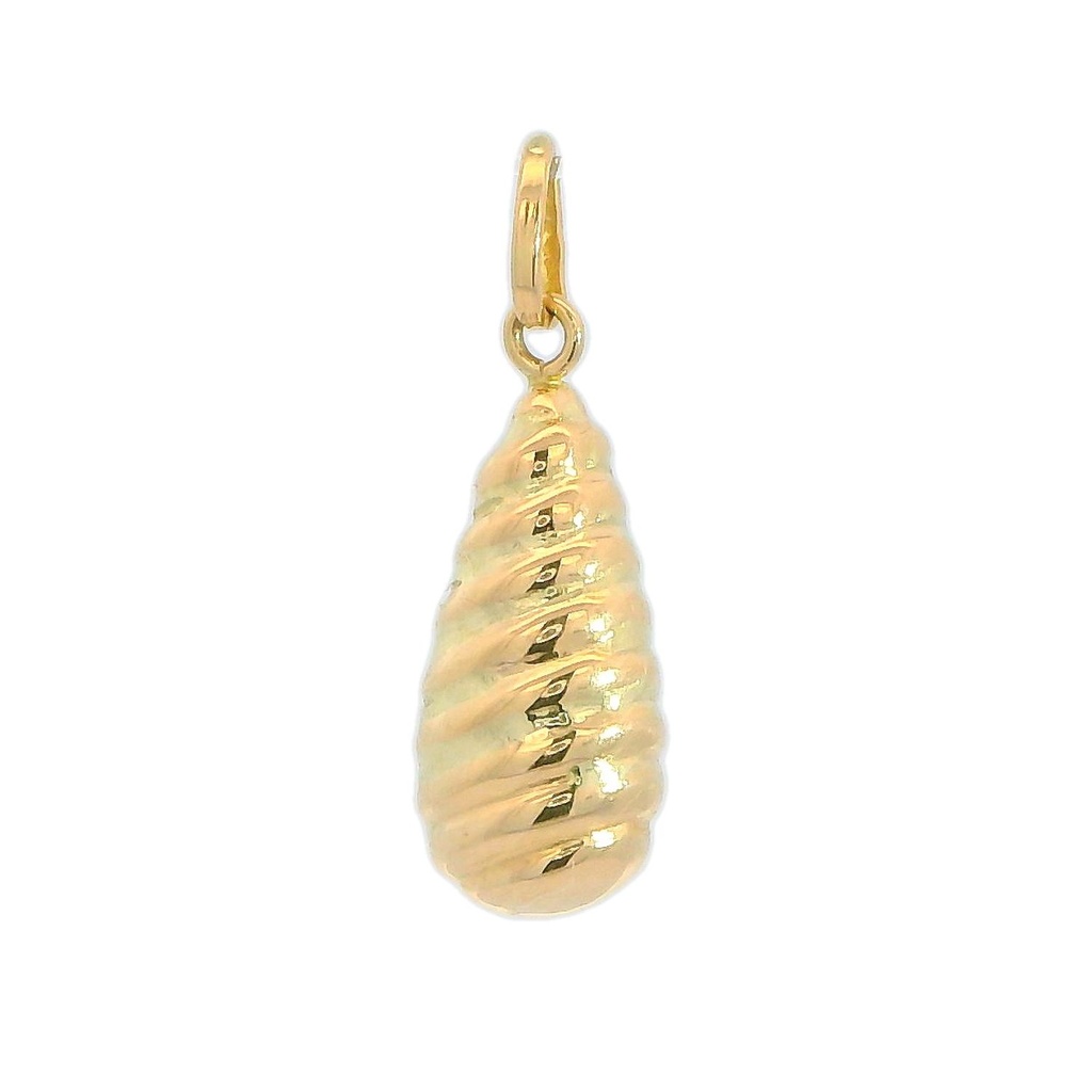 Colgante con forma de pera galloneada de 26x6mm. en oro de 18k