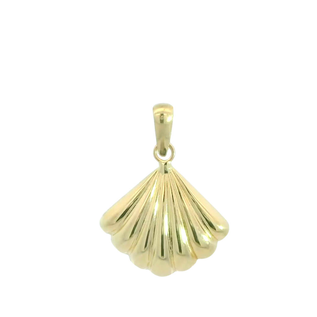 Colgante concha compostelana de 12x9mm. en oro de 18k
