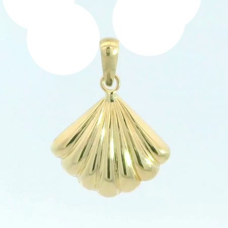 Colgante concha compostelana de 14x13mm.en oro de 18k