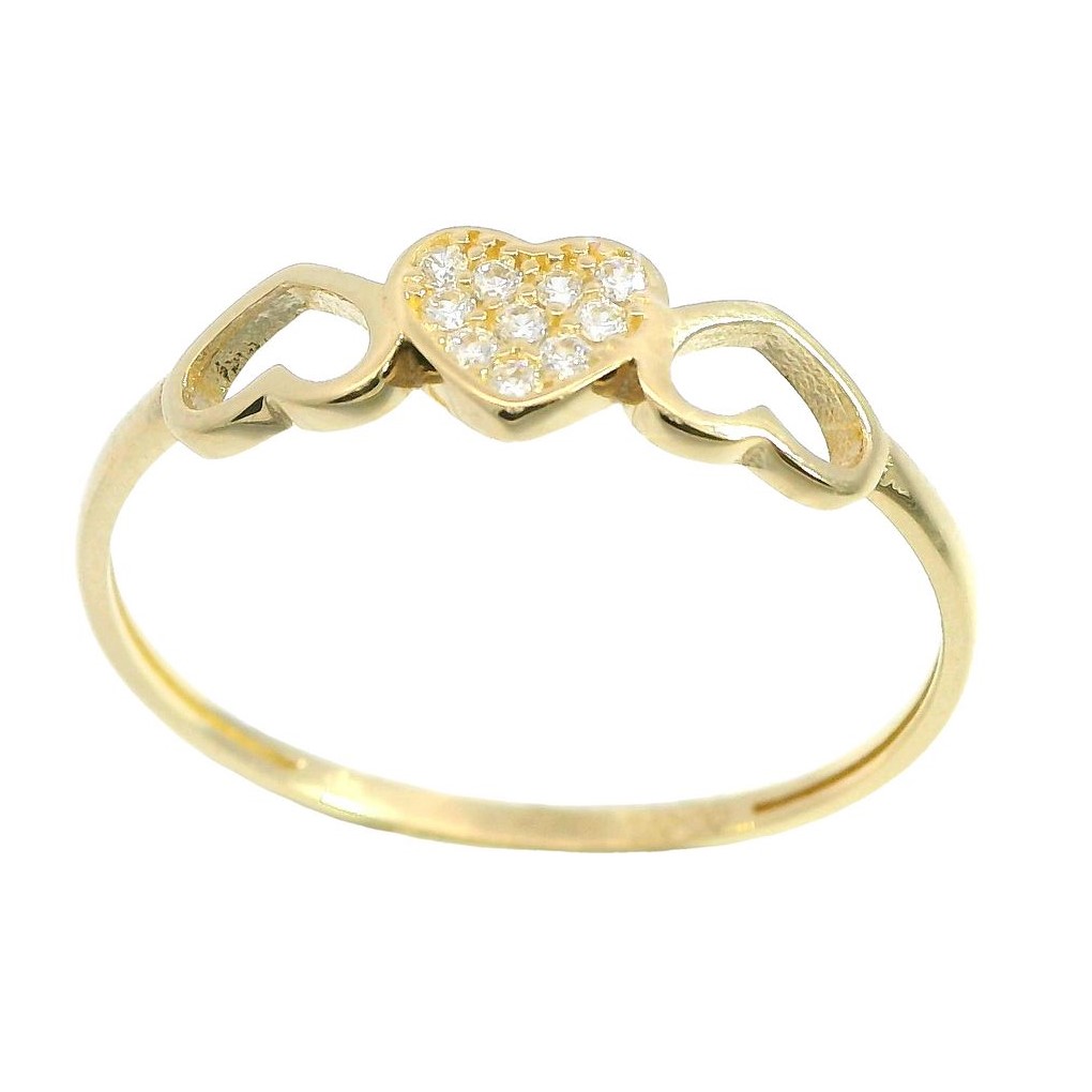 Anillo con tres corazones en oro de 18k