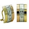 Pendientes bandas tricolor circonitas oro 18k