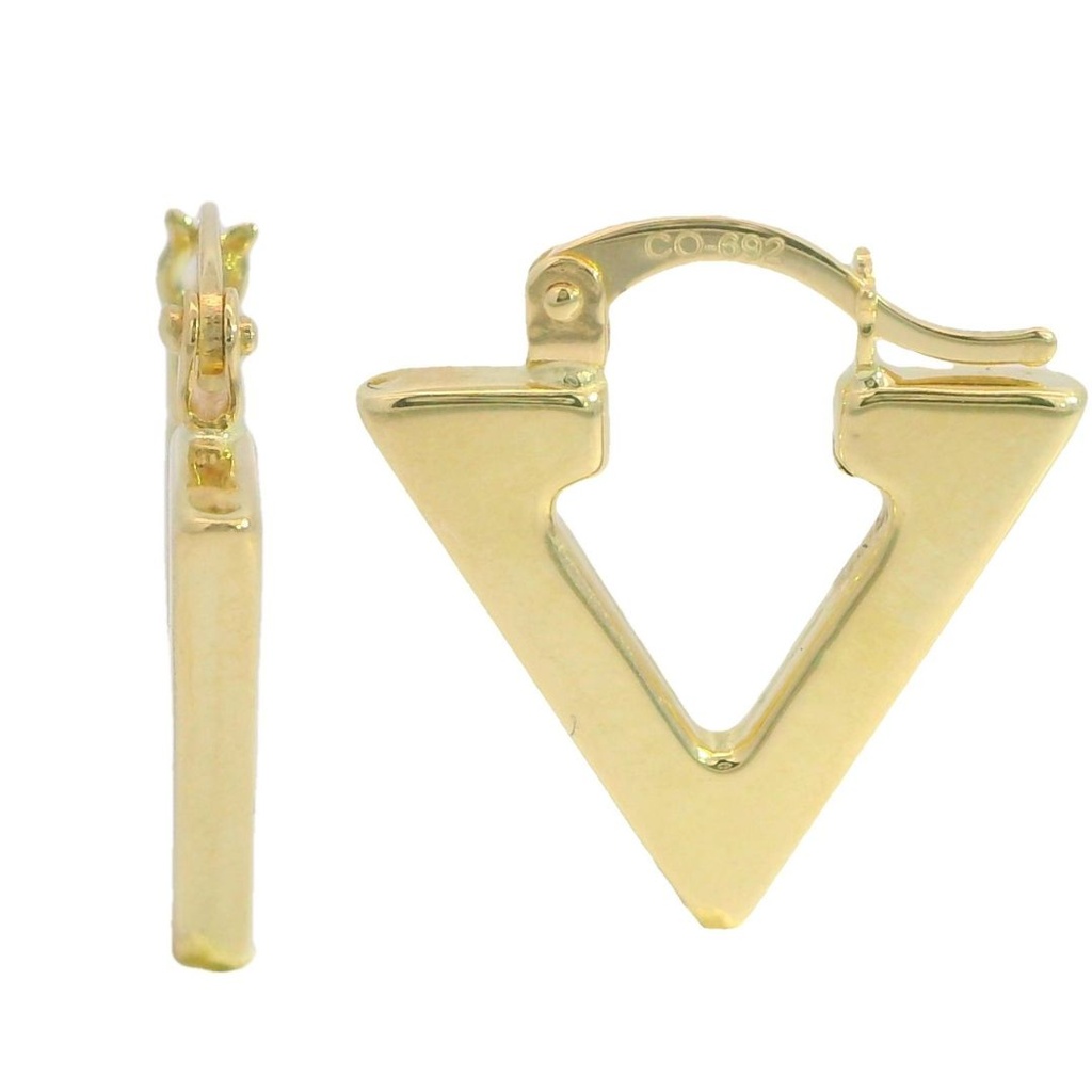 Aros con forma de V lisos de 20x17x2mm.en oro de 18k