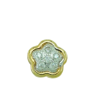 Colgante flor bicolor 8mm. circonitas en oro de 18k