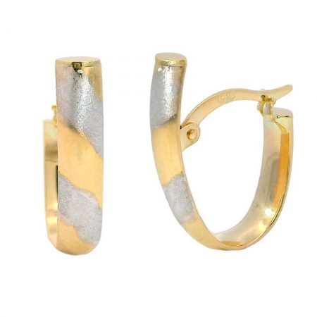 Pendientes medio aro bicolor oro de 18k