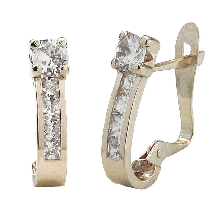 Pendientes circonitas garra oro blanco de 18k