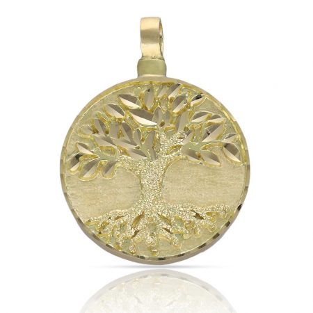 Colgante guarda cenizas tallado arbola vida 24mm. oro 18k