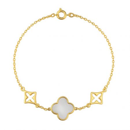 PULSERA FLORES Y NACAR.17CM.MOTIVO DE NACAR 10MM.