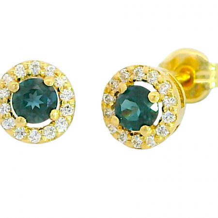 PENDIENTE CUAJO 5MM.TOPACIO LONDON BLUE DE 3MM Y CIRCONITAS.