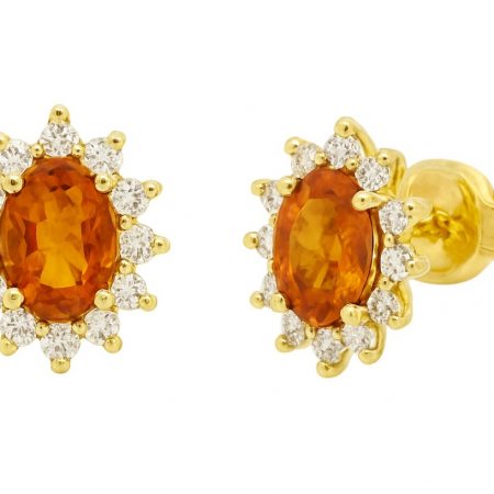 PENDIENTE ROSETON CITRINO DE 4x3MM Y CIRCONITAS.