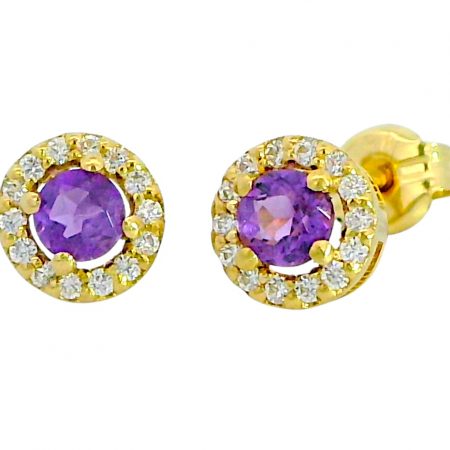 PENDIENTE CUAJO 5MM.AMATISTA DE 3MM Y CIRCONITAS.