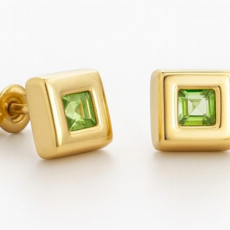 PENDIENTES CHATON DE 6x6 CON PIEDRA SEMI PRECIOSA DE 3MM.