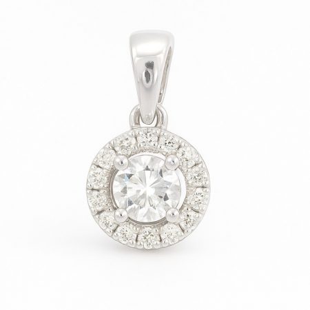 COLGANTE REDONDO 6x6MM 1 BRILLANTE DE  0.10 CT Y 9 DE 0.05 CT.0.15 CT TW