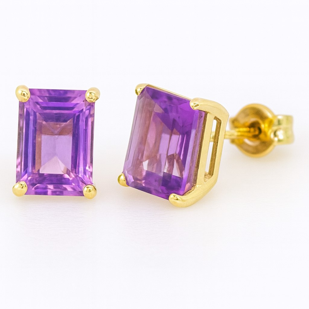 PENDIENTES AMATISTA SEMIPRECIOSA 7x5MM.PRESION.