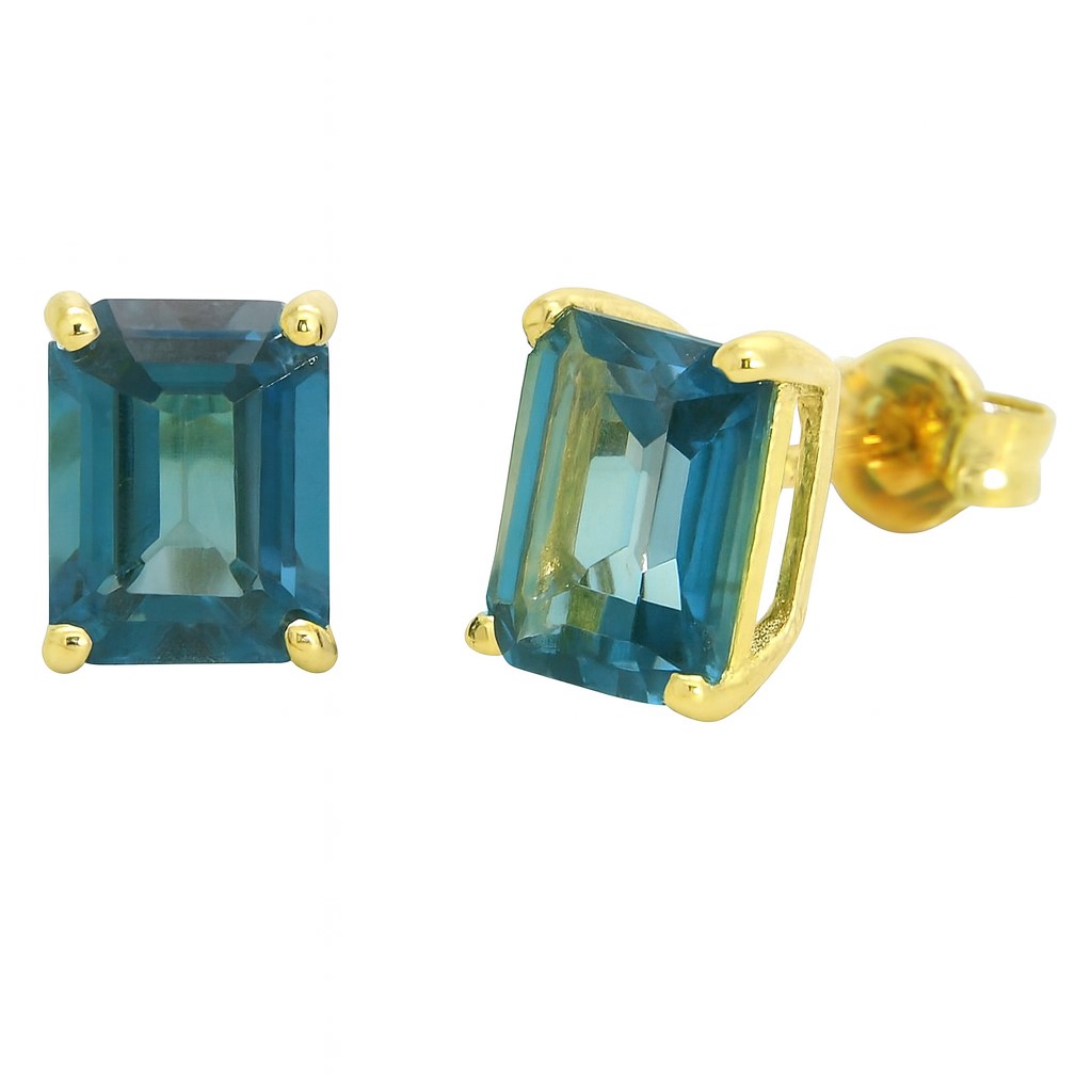 PENDIENTES TOPACIO  LONDON BLUE 7x5MM.PRESION.