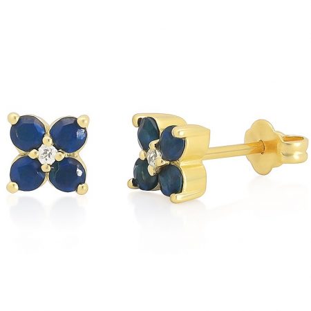 PENDIENTES BRILLANTES Di 2 RD 0.02 8 ZAFIROS 0.72 CT TW
