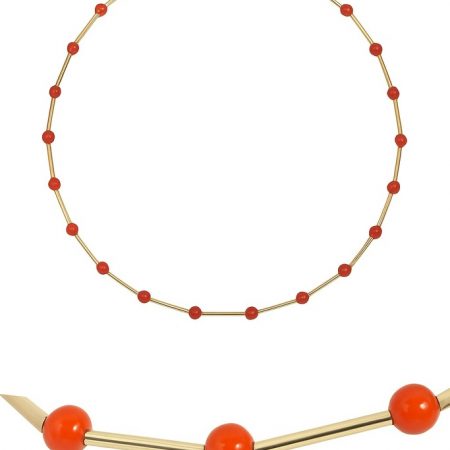 GARGANTILLA TUBOS CON PIEDRA CORAL FINO