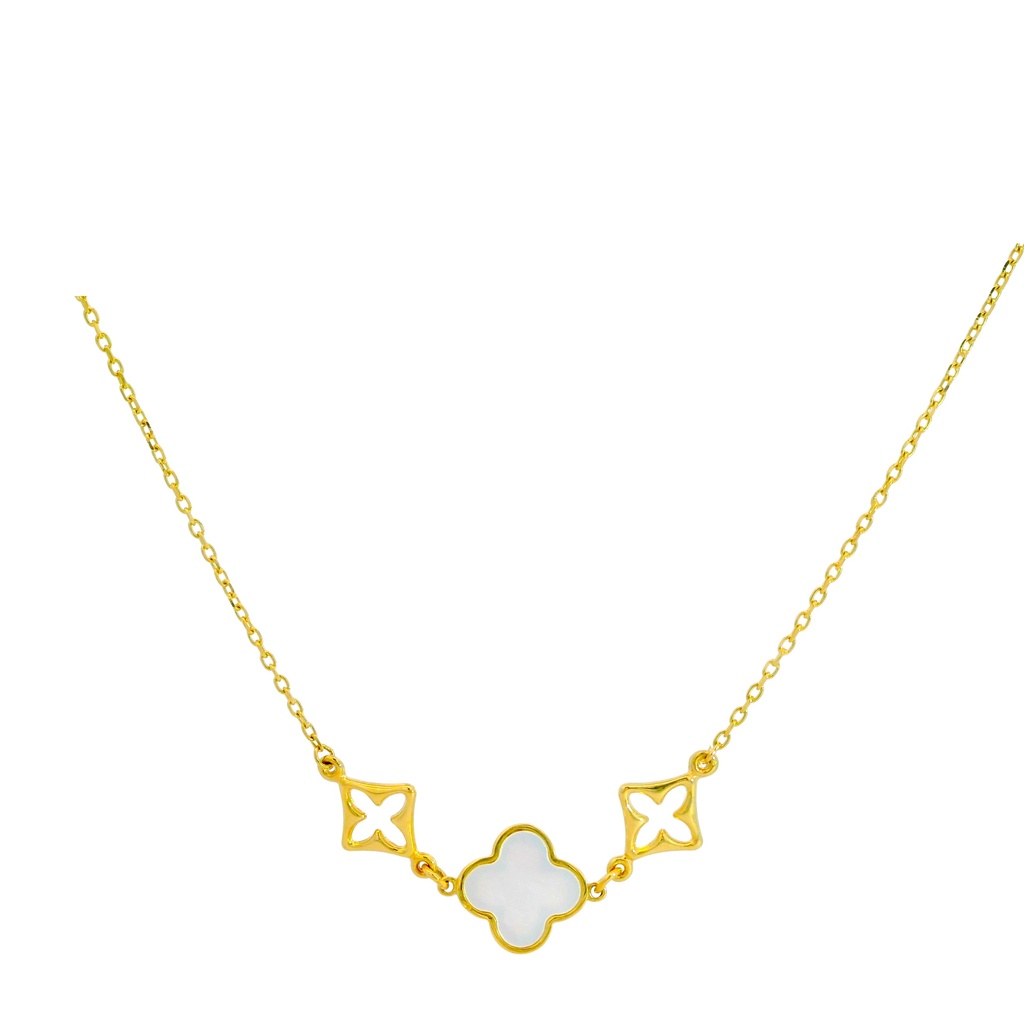 GARGANTILLA NACAR Y FLORES. CADENA 45CM.MOTIVO NÁCAR 10MM.