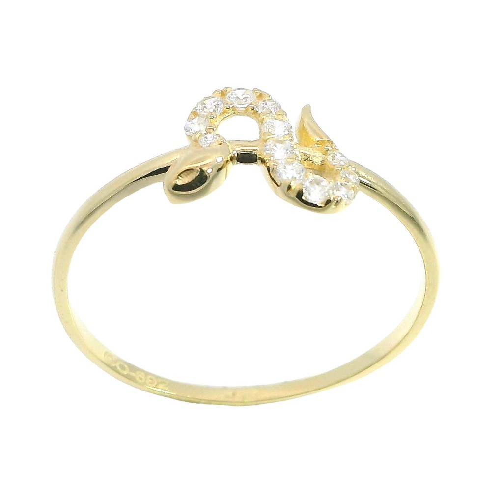 Anillo fino con serpiente y circonitas oro 18k
